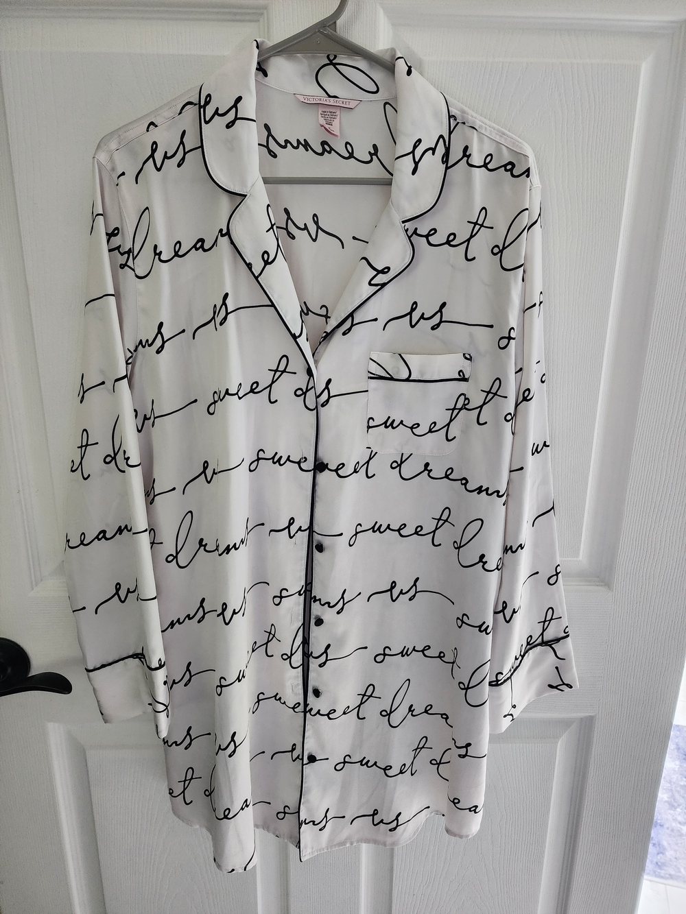 Victoria's Secret White and Black Satin Sleepshirt